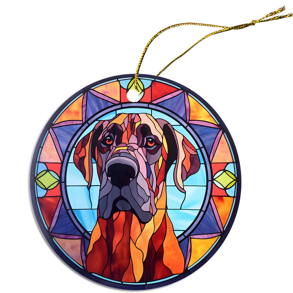 Dog Breed Christmas Ornament Stained Glass Style, 