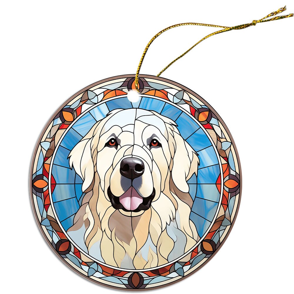 Dog Breed Christmas Ornament Stained Glass Style, 