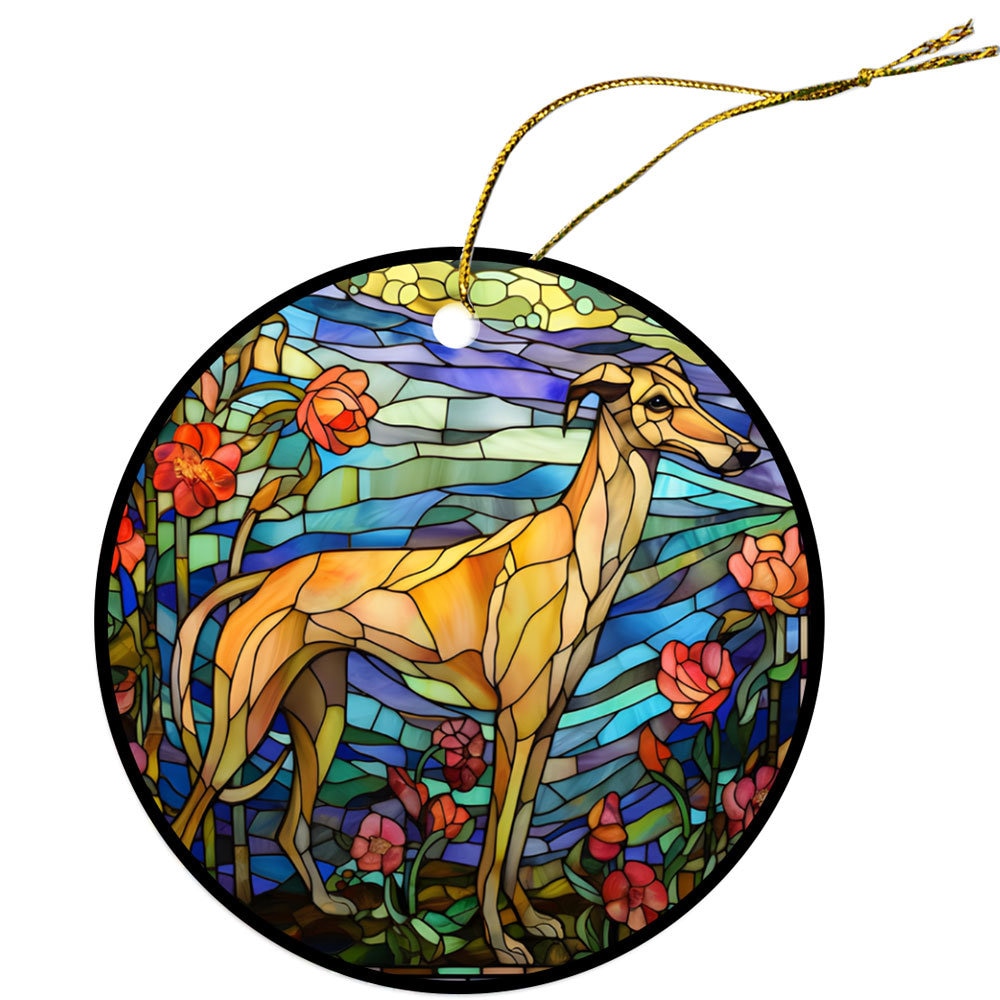 Dog Breed Christmas Ornament Stained Glass Style, 