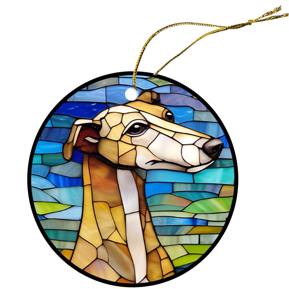 Dog Breed Christmas Ornament Stained Glass Style, 