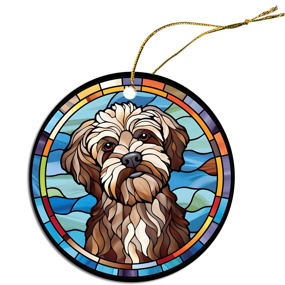 Dog Breed Christmas Ornament Stained Glass Style, 