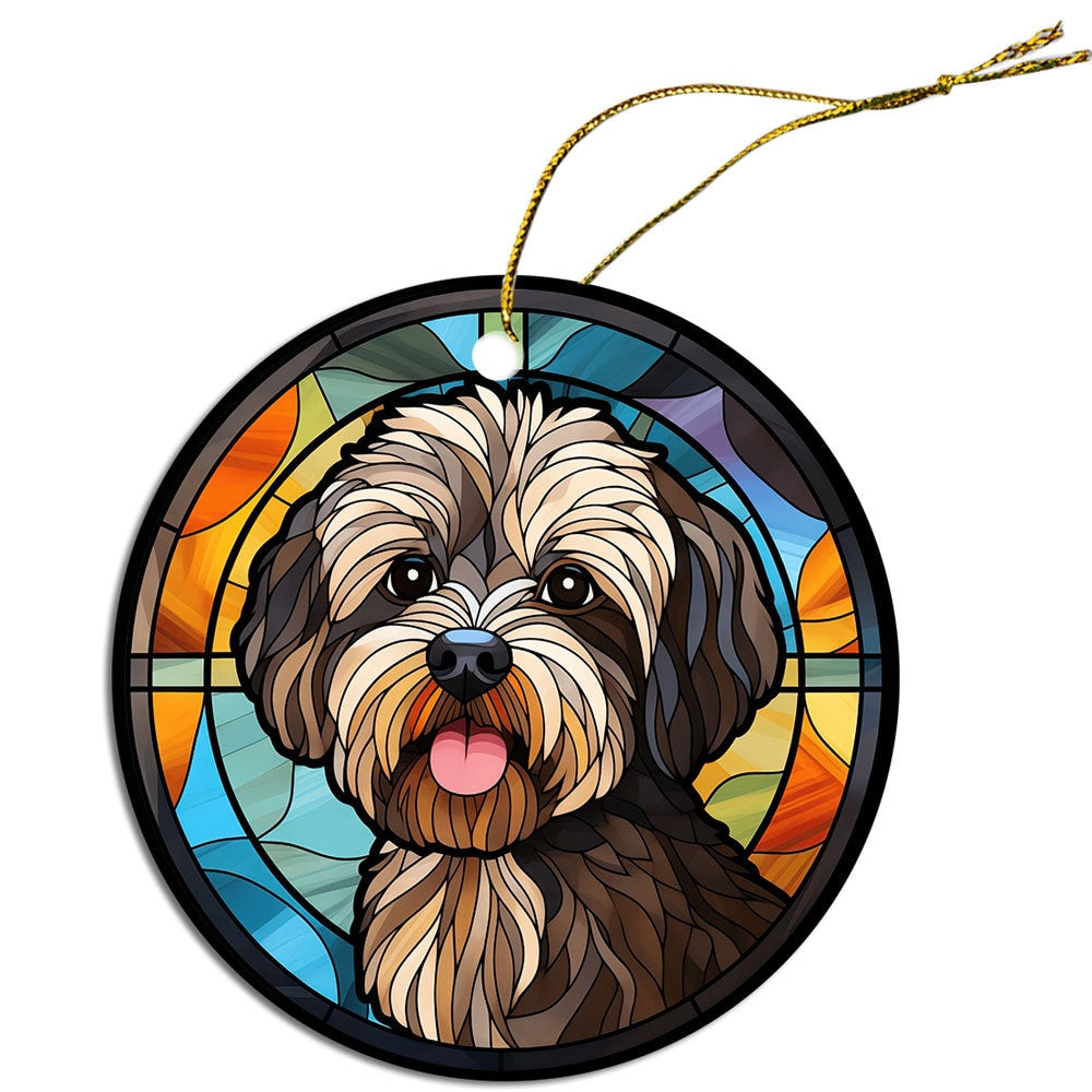 Dog Breed Christmas Ornament Stained Glass Style, 