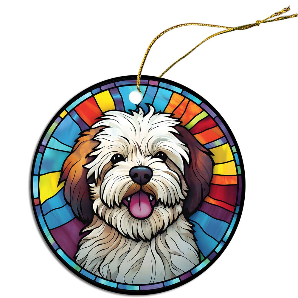 Dog Breed Christmas Ornament Stained Glass Style, 