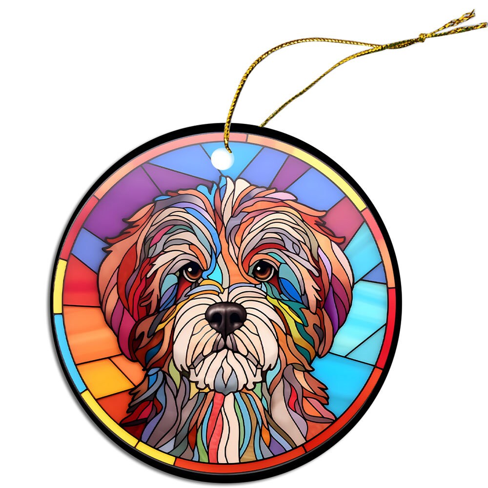 Dog Breed Christmas Ornament Stained Glass Style, 