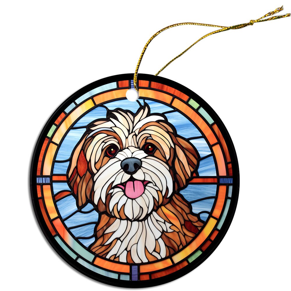 Dog Breed Christmas Ornament Stained Glass Style, 