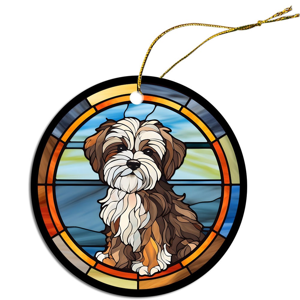 Dog Breed Christmas Ornament Stained Glass Style, 