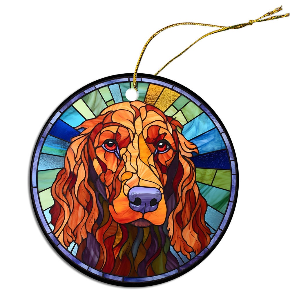 Dog Breed Christmas Ornament Stained Glass Style, 