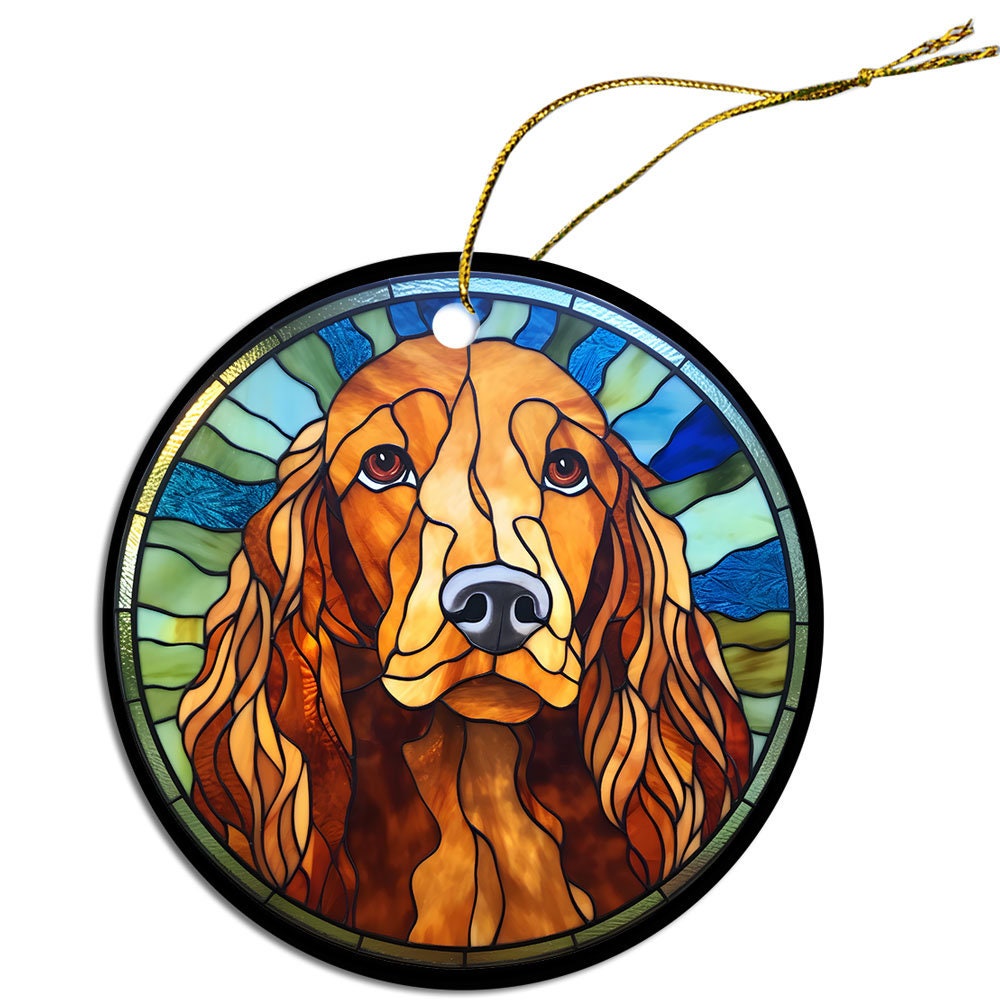 Dog Breed Christmas Ornament Stained Glass Style, 