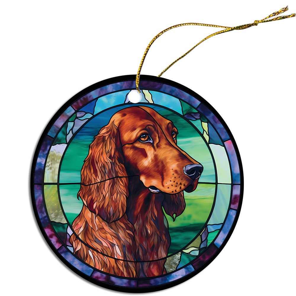 Dog Breed Christmas Ornament Stained Glass Style, 