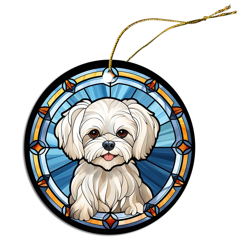 Dog Breed Christmas Ornament Stained Glass Style, 