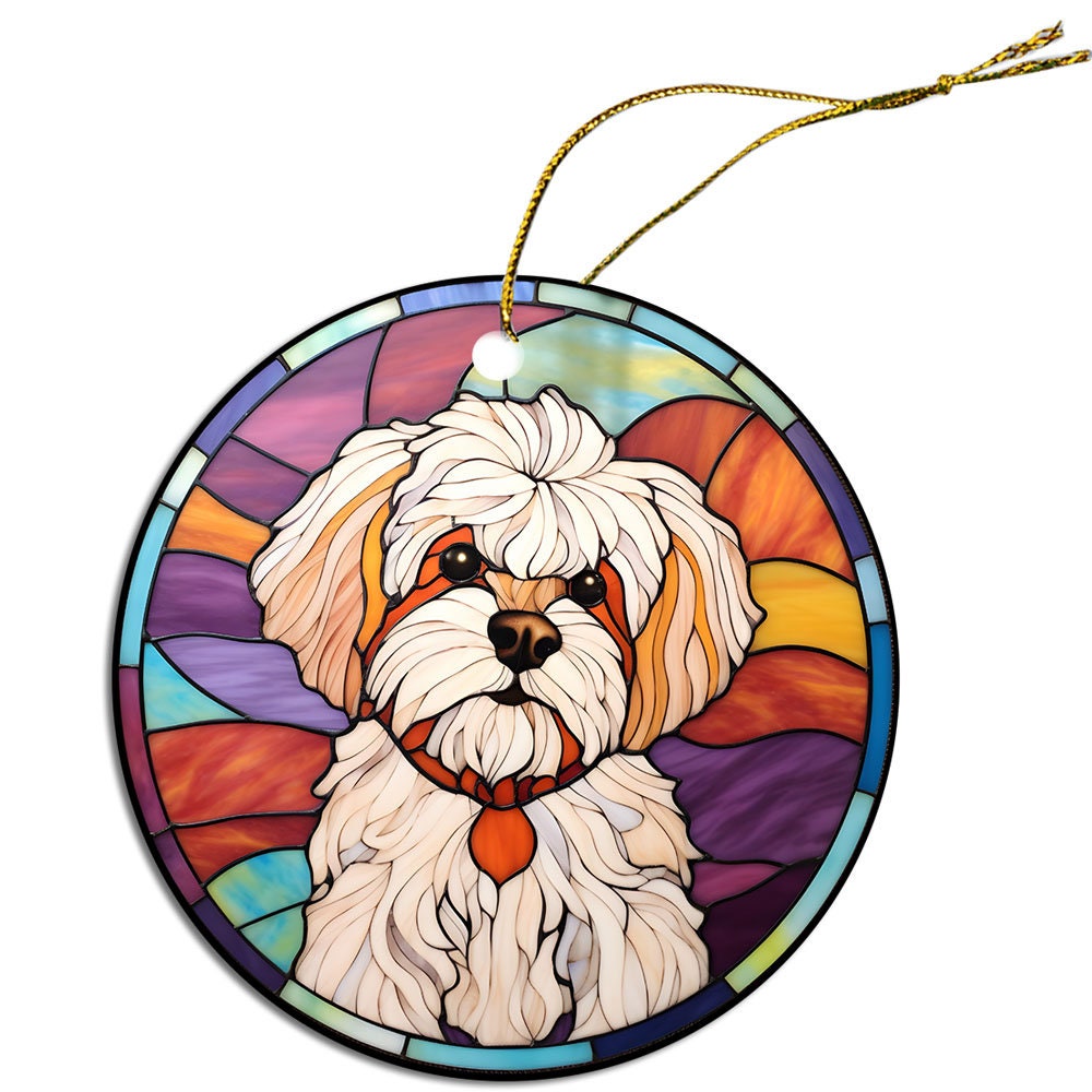 Dog Breed Christmas Ornament Stained Glass Style, 