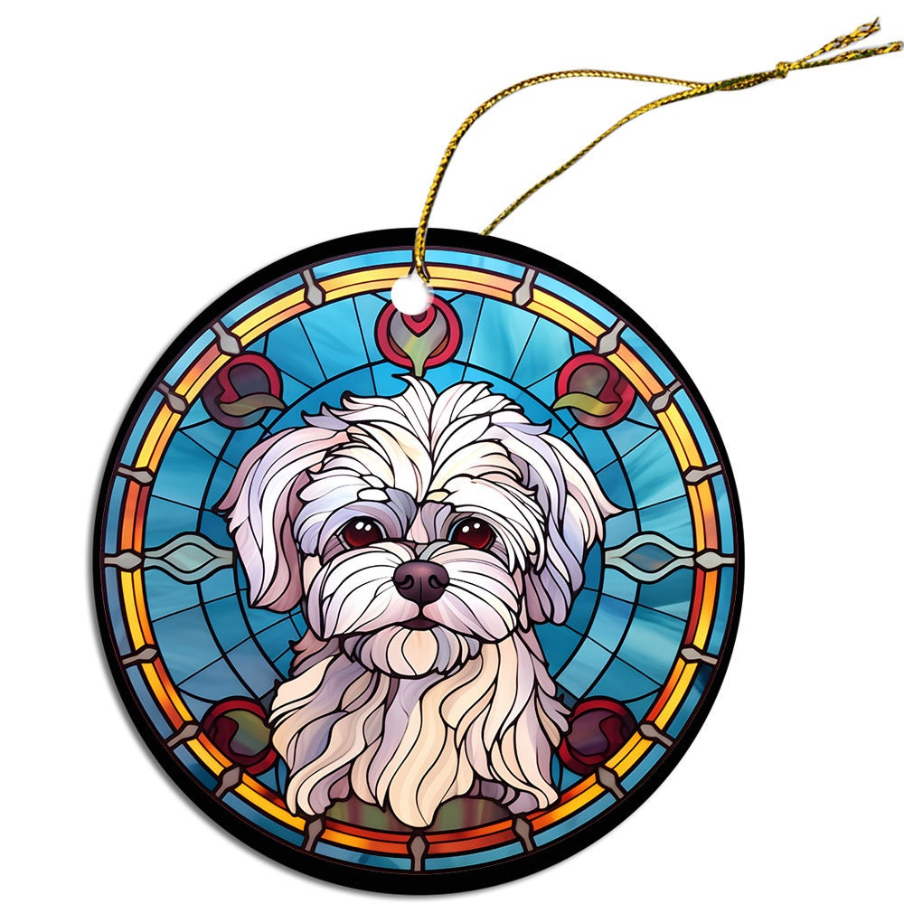 Dog Breed Christmas Ornament Stained Glass Style, 