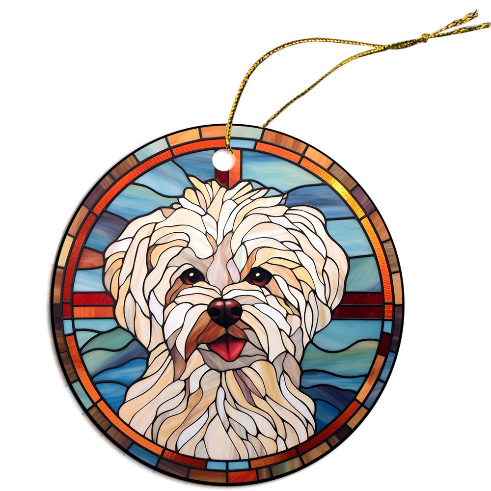 Dog Breed Christmas Ornament Stained Glass Style, 