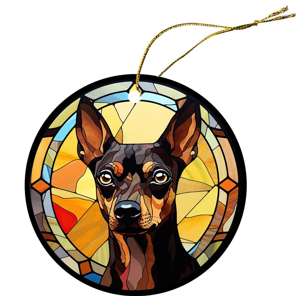 Dog Breed Christmas Ornament Stained Glass Style, 