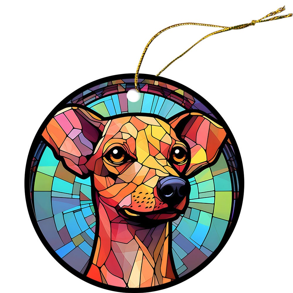 Dog Breed Christmas Ornament Stained Glass Style, 