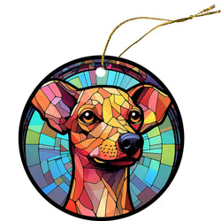 Dog Breed Christmas Ornament Stained Glass Style, "Miniature Pinscher"