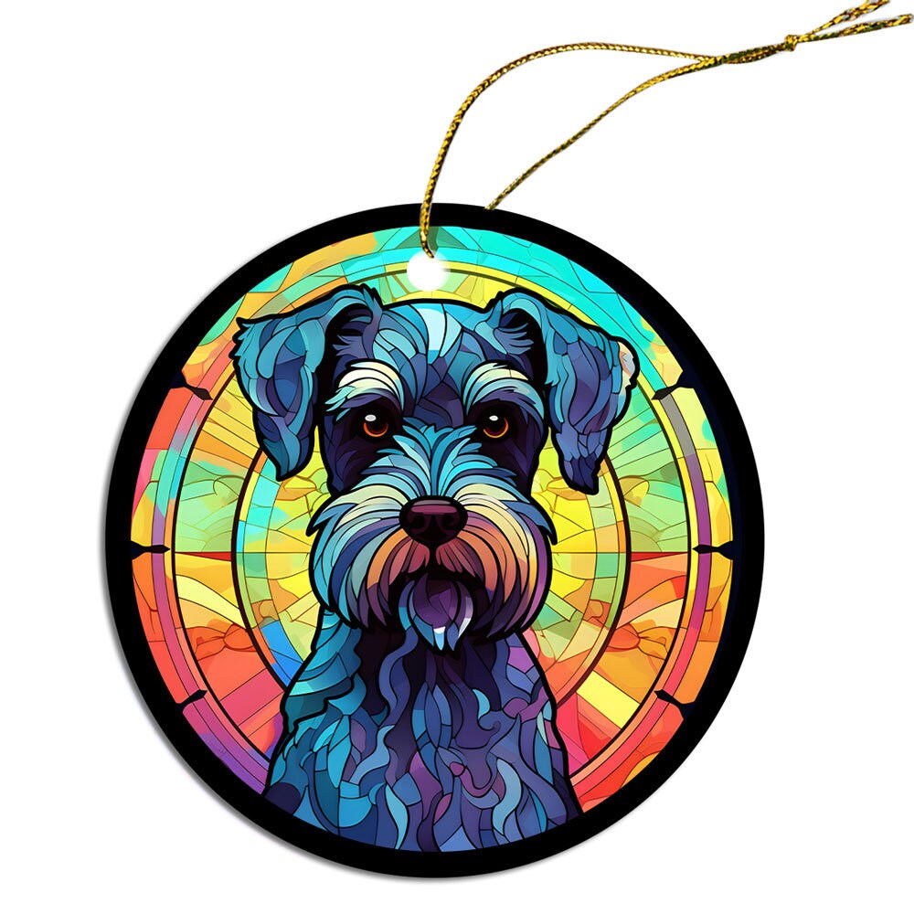 Dog Breed Christmas Ornament Stained Glass Style, 