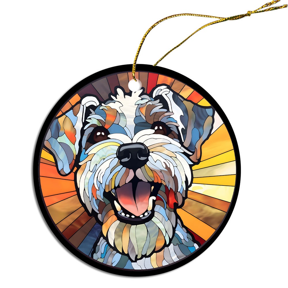 Dog Breed Christmas Ornament Stained Glass Style, 