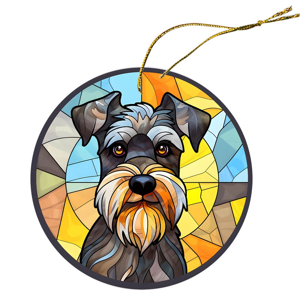 Dog Breed Christmas Ornament Stained Glass Style, 