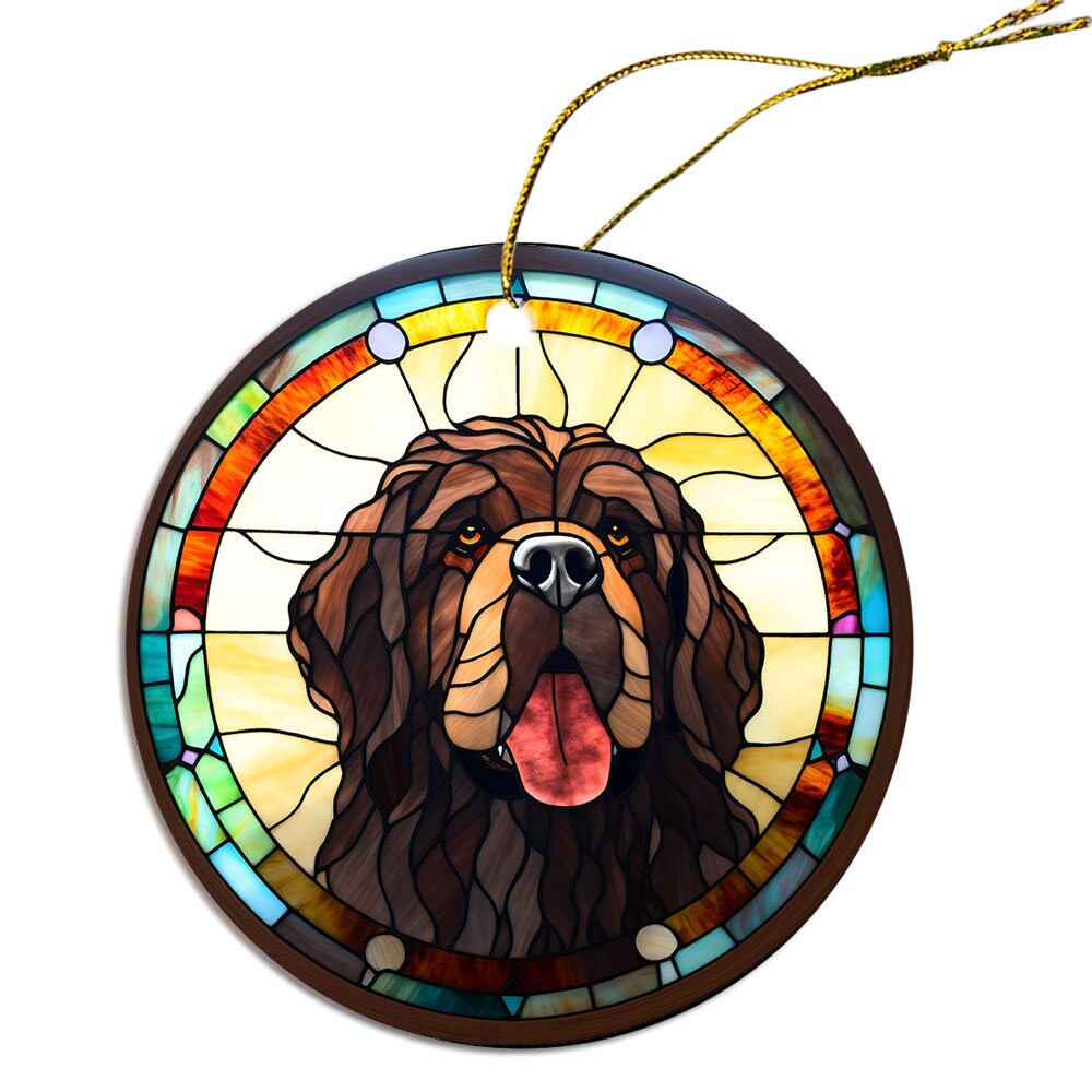 Dog Breed Christmas Ornament Stained Glass Style, 