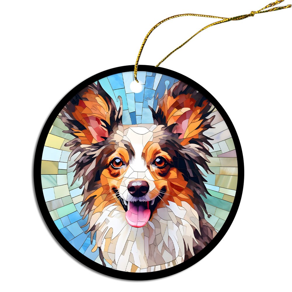 Dog Breed Christmas Ornament Stained Glass Style, 