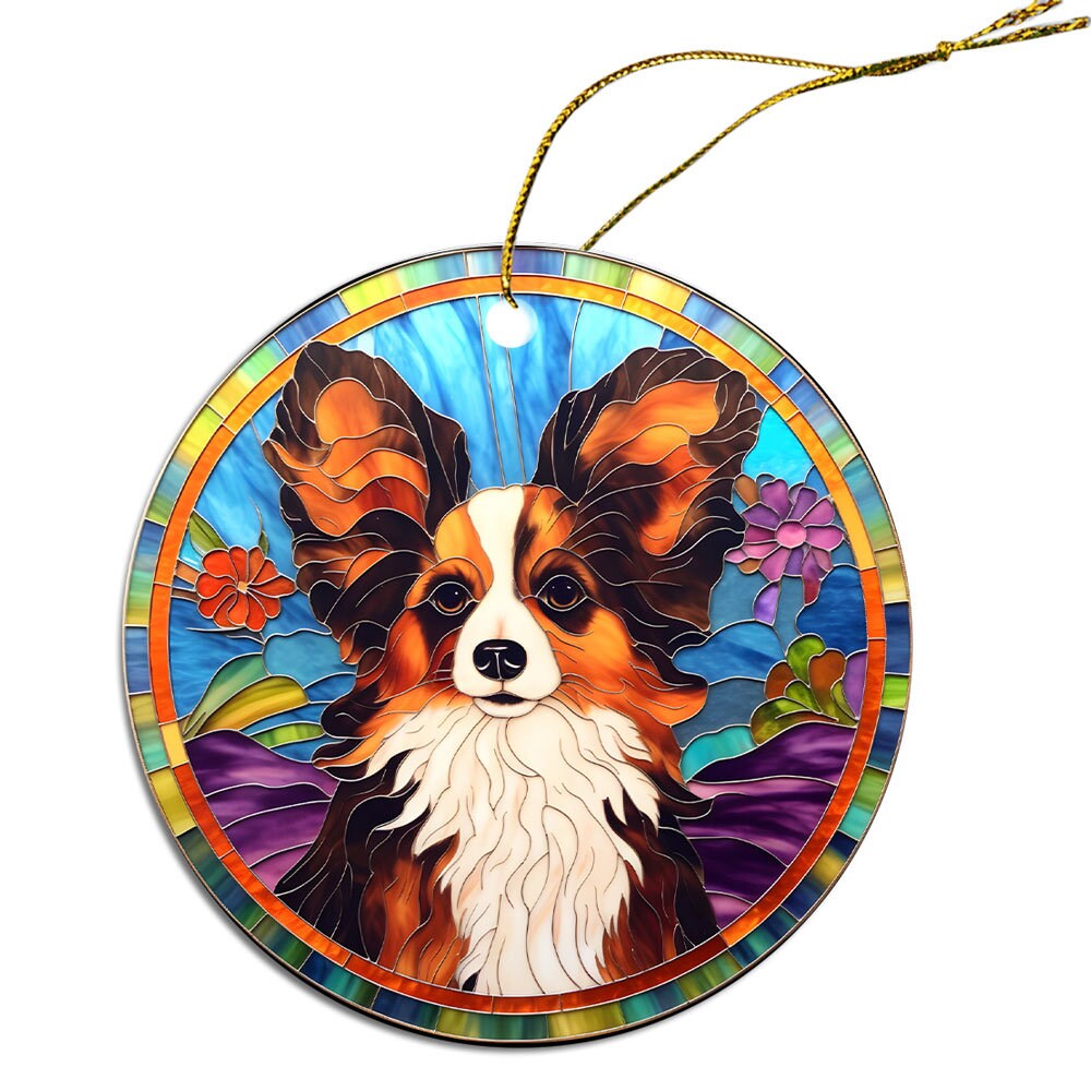 Dog Breed Christmas Ornament Stained Glass Style, 