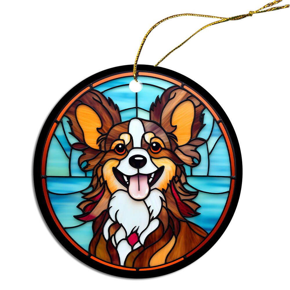 Dog Breed Christmas Ornament Stained Glass Style, 