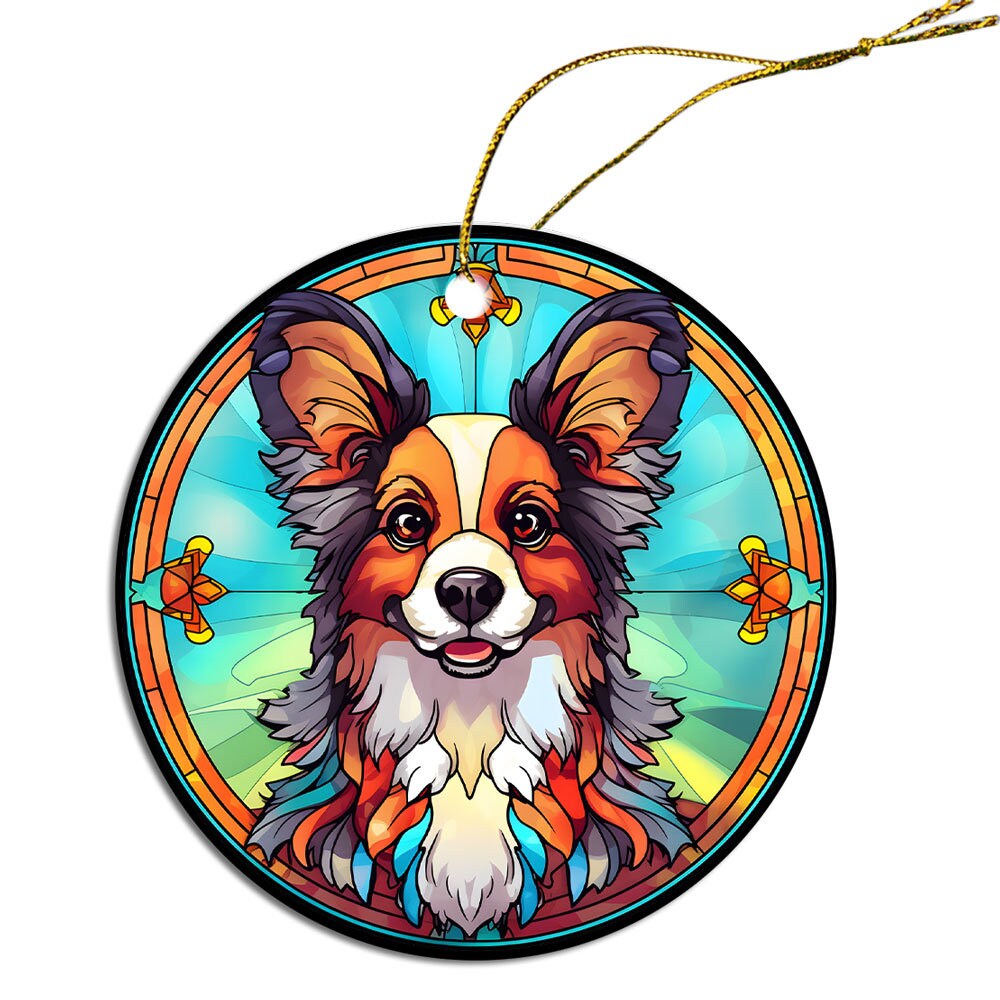 Dog Breed Christmas Ornament Stained Glass Style, 