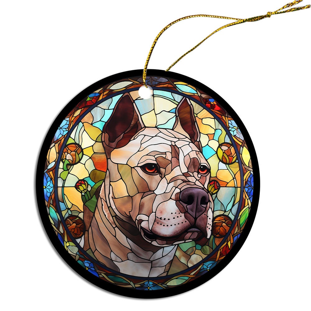 Dog Breed Christmas Ornament Stained Glass Style, 