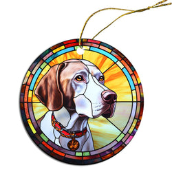 Dog Breed Christmas Ornament Stained Glass Style, "Pointer"