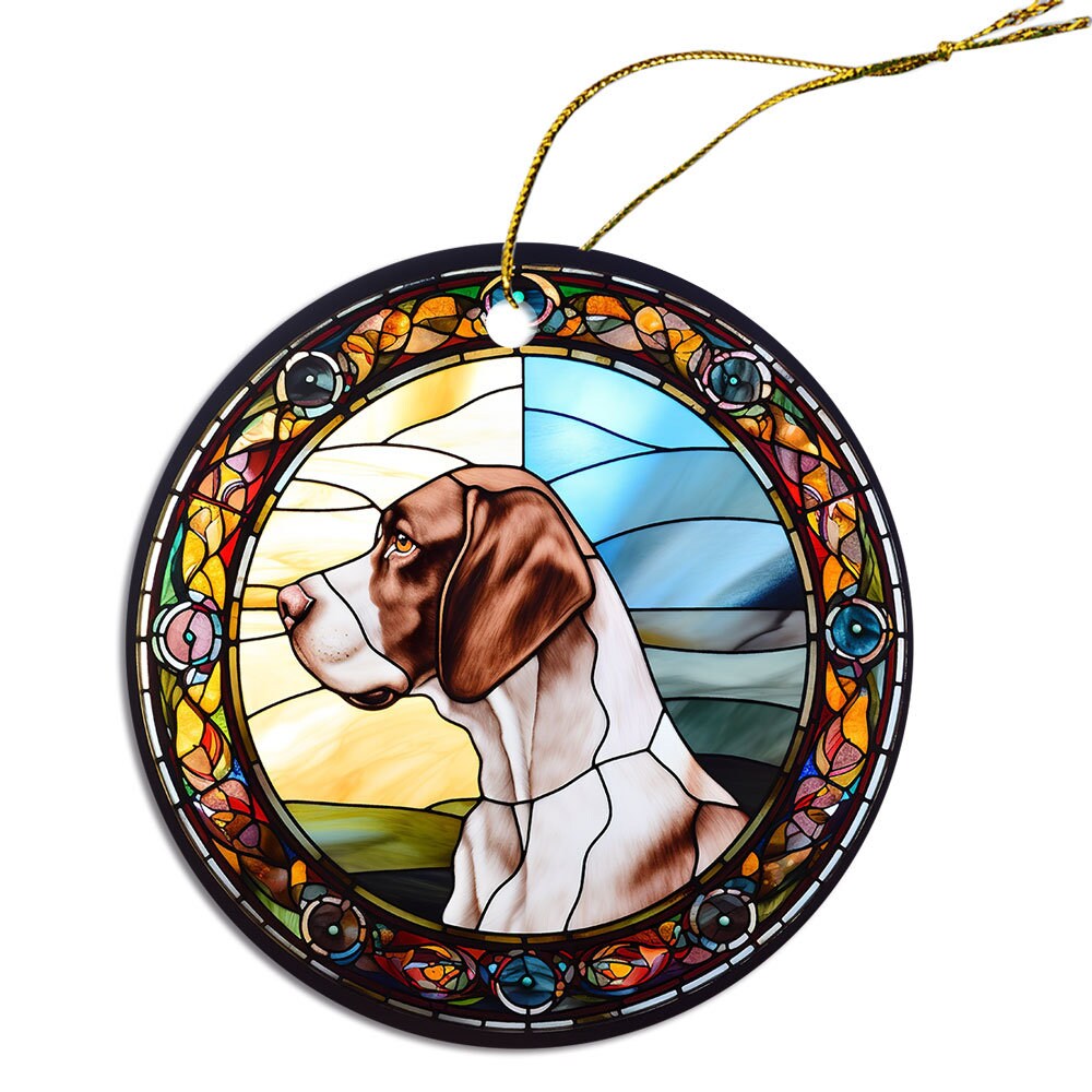 Dog Breed Christmas Ornament Stained Glass Style, 