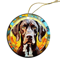 Dog Breed Christmas Ornament Stained Glass Style, "Pointer"