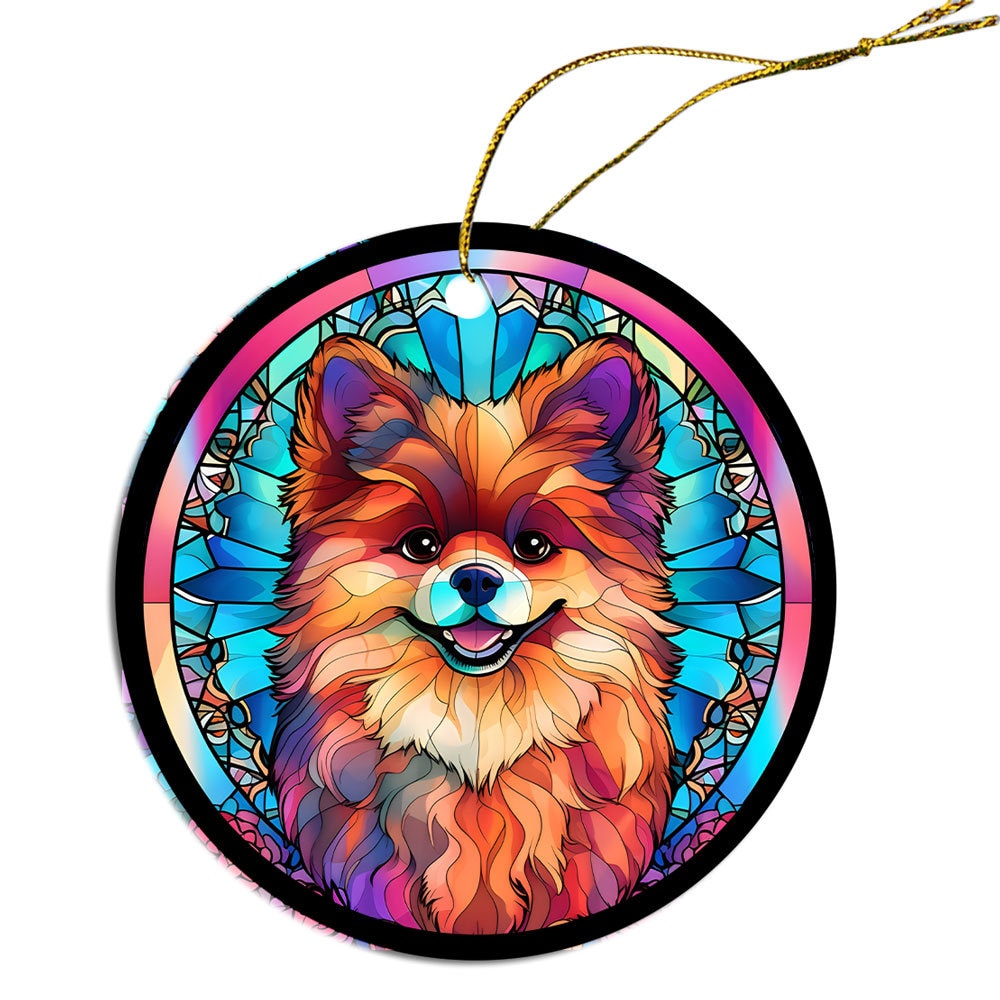 Dog Breed Christmas Ornament Stained Glass Style, 