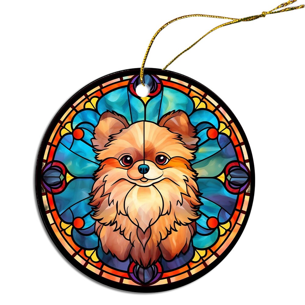 Dog Breed Christmas Ornament Stained Glass Style, 