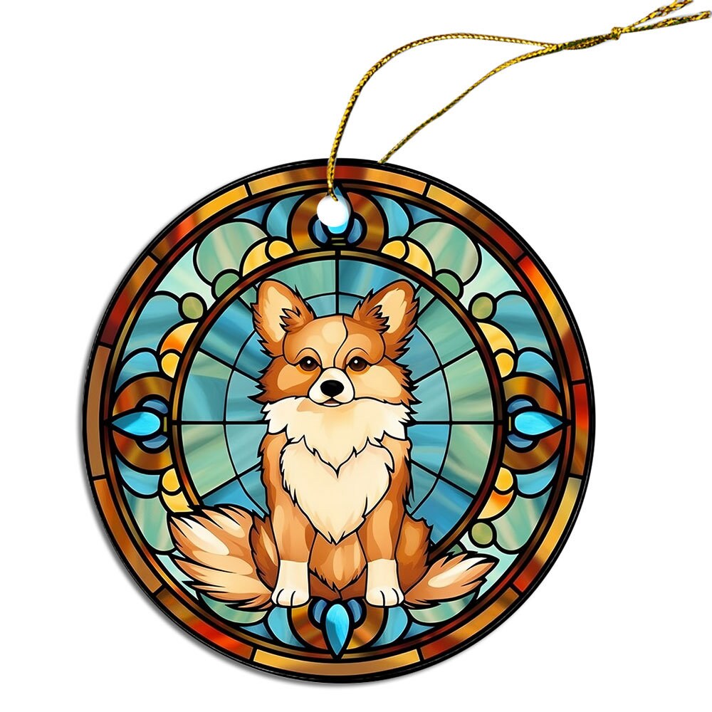 Dog Breed Christmas Ornament Stained Glass Style, 