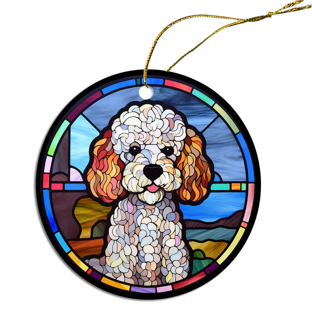 Dog Breed Christmas Ornament Stained Glass Style, 