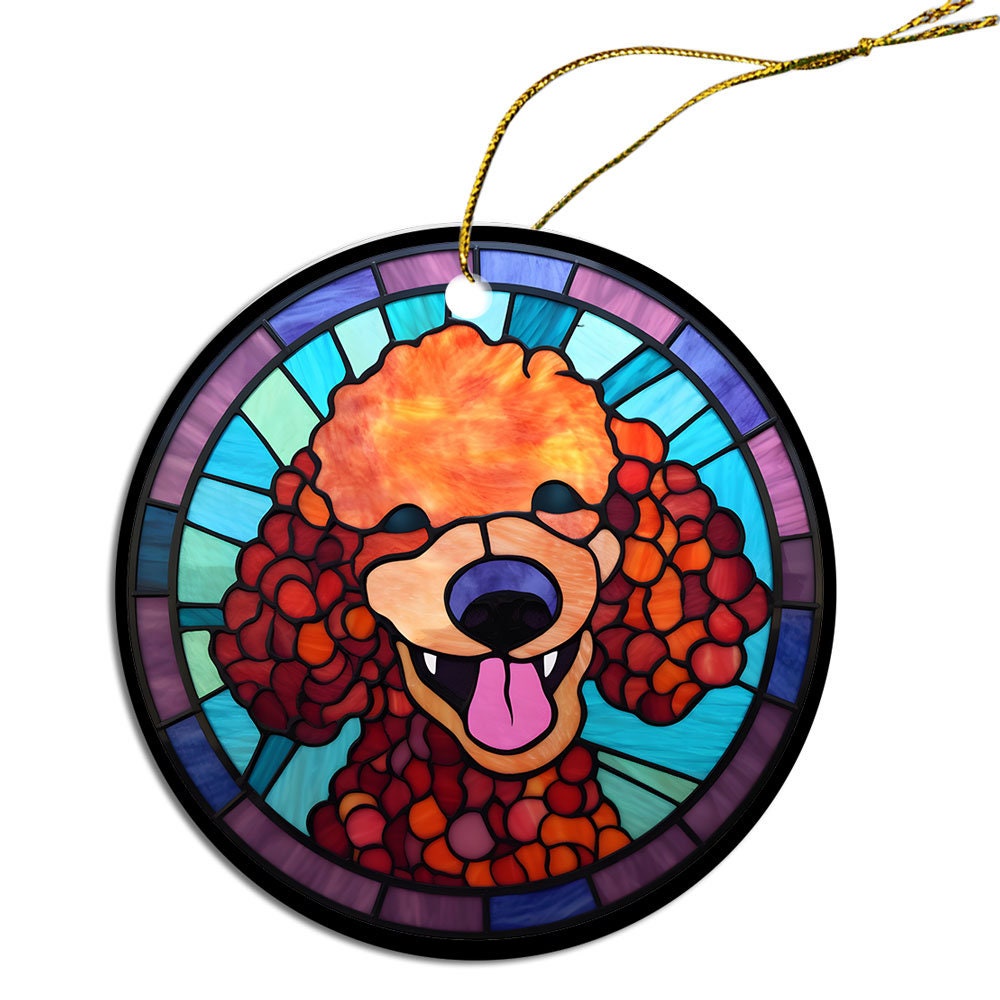 Dog Breed Christmas Ornament Stained Glass Style, 