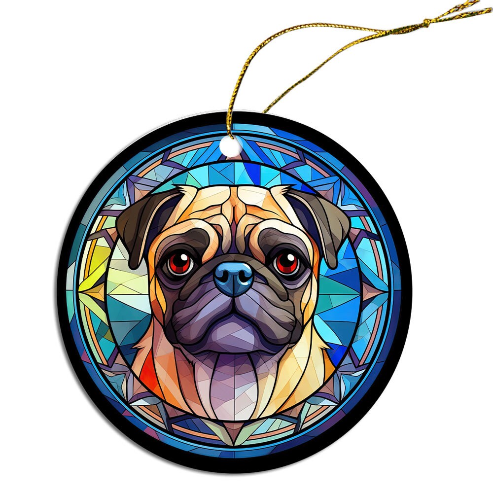 Dog Breed Christmas Ornament Stained Glass Style, 