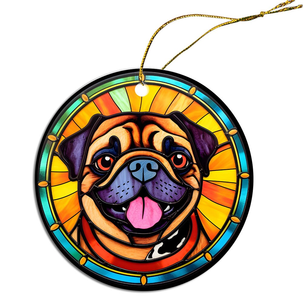 Dog Breed Christmas Ornament Stained Glass Style, 