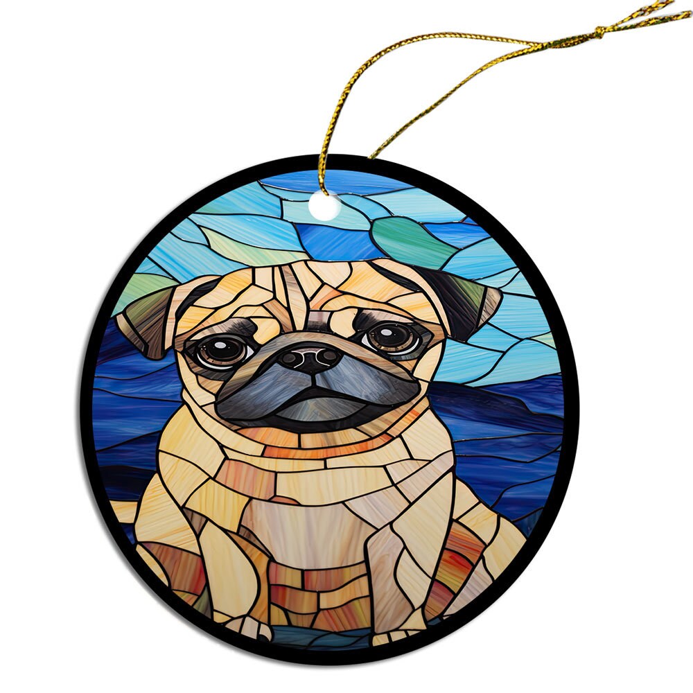 Dog Breed Christmas Ornament Stained Glass Style, 