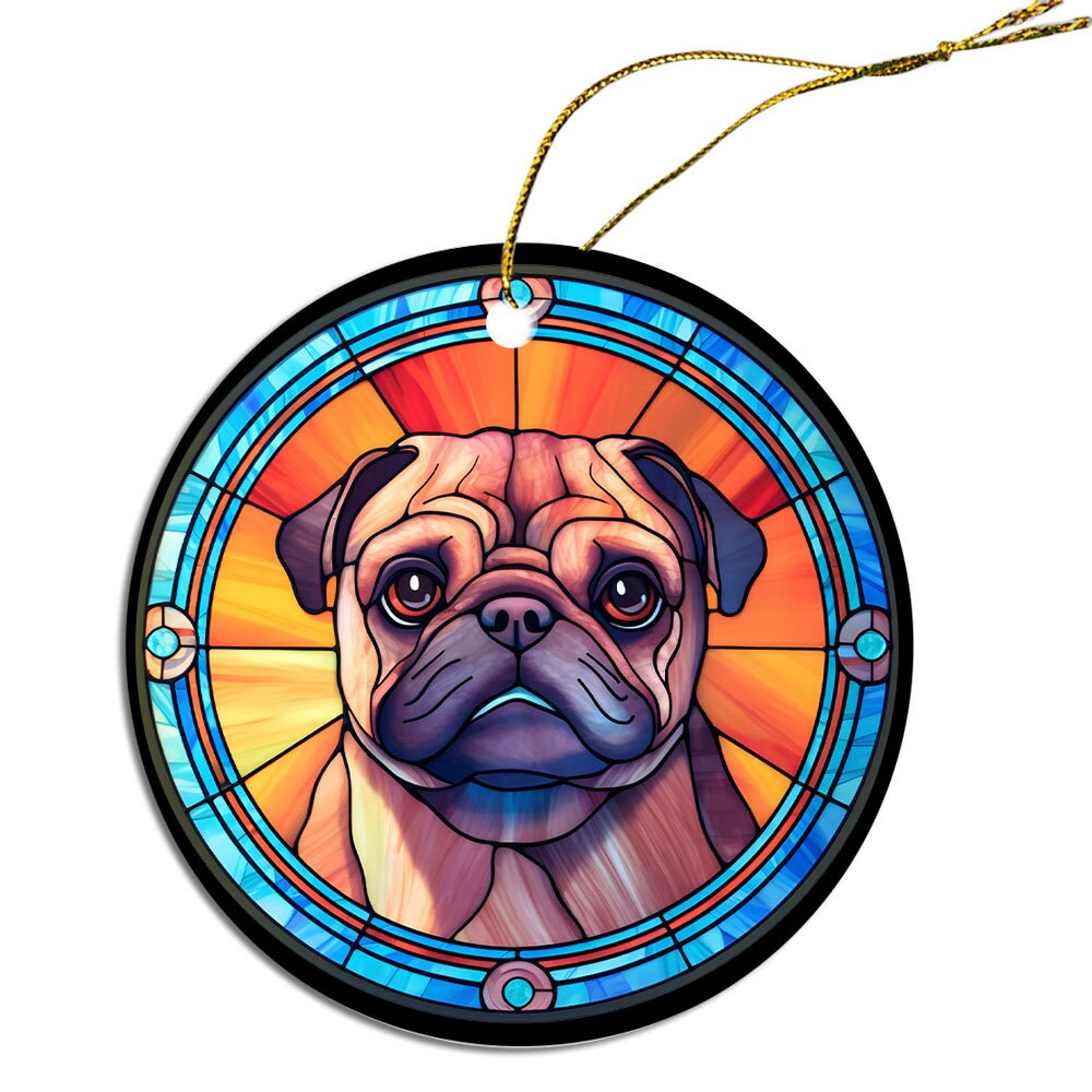 Dog Breed Christmas Ornament Stained Glass Style, 