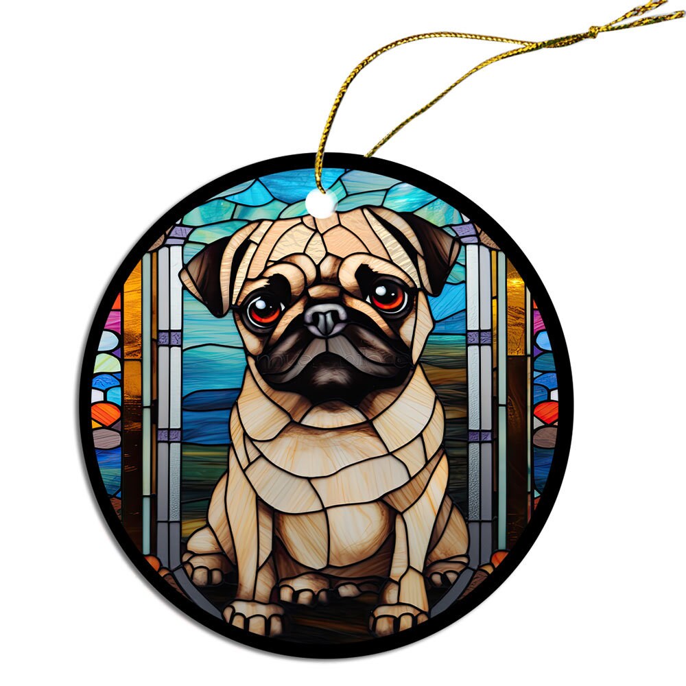 Dog Breed Christmas Ornament Stained Glass Style, 