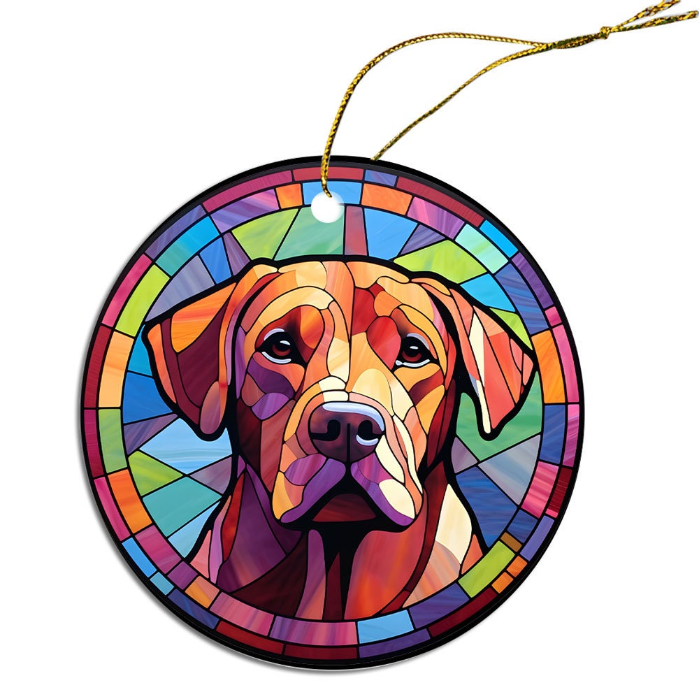 Dog Breed Christmas Ornament Stained Glass Style, 