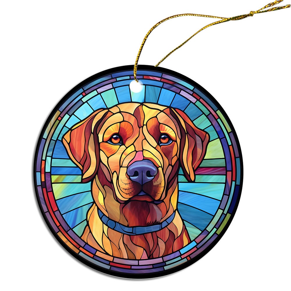 Dog Breed Christmas Ornament Stained Glass Style, 