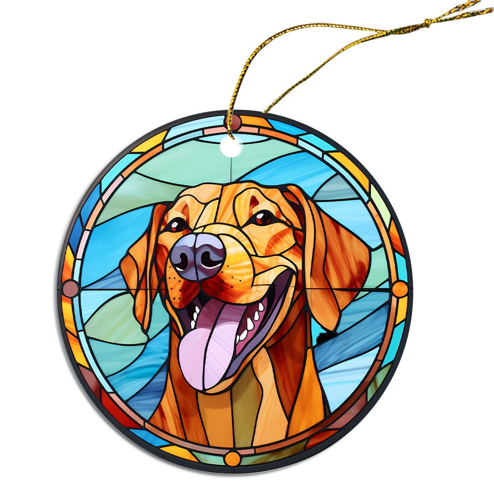 Dog Breed Christmas Ornament Stained Glass Style, 