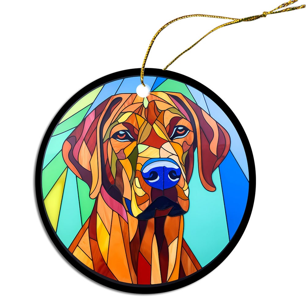 Dog Breed Christmas Ornament Stained Glass Style, 