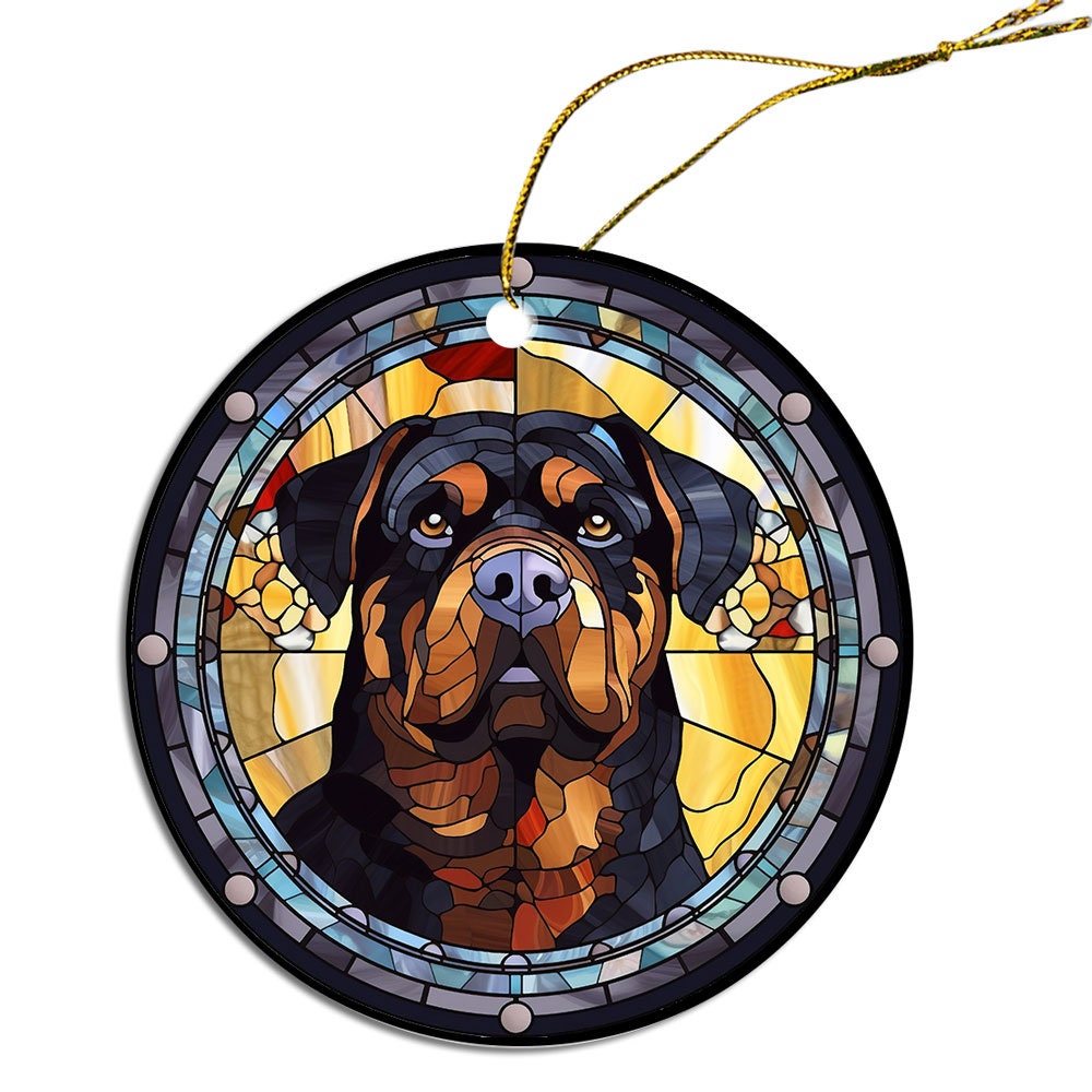 Dog Breed Christmas Ornament Stained Glass Style, 