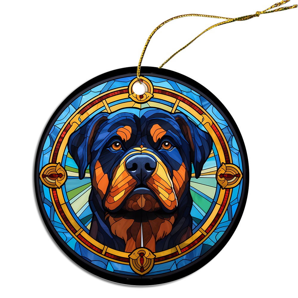 Dog Breed Christmas Ornament Stained Glass Style, 