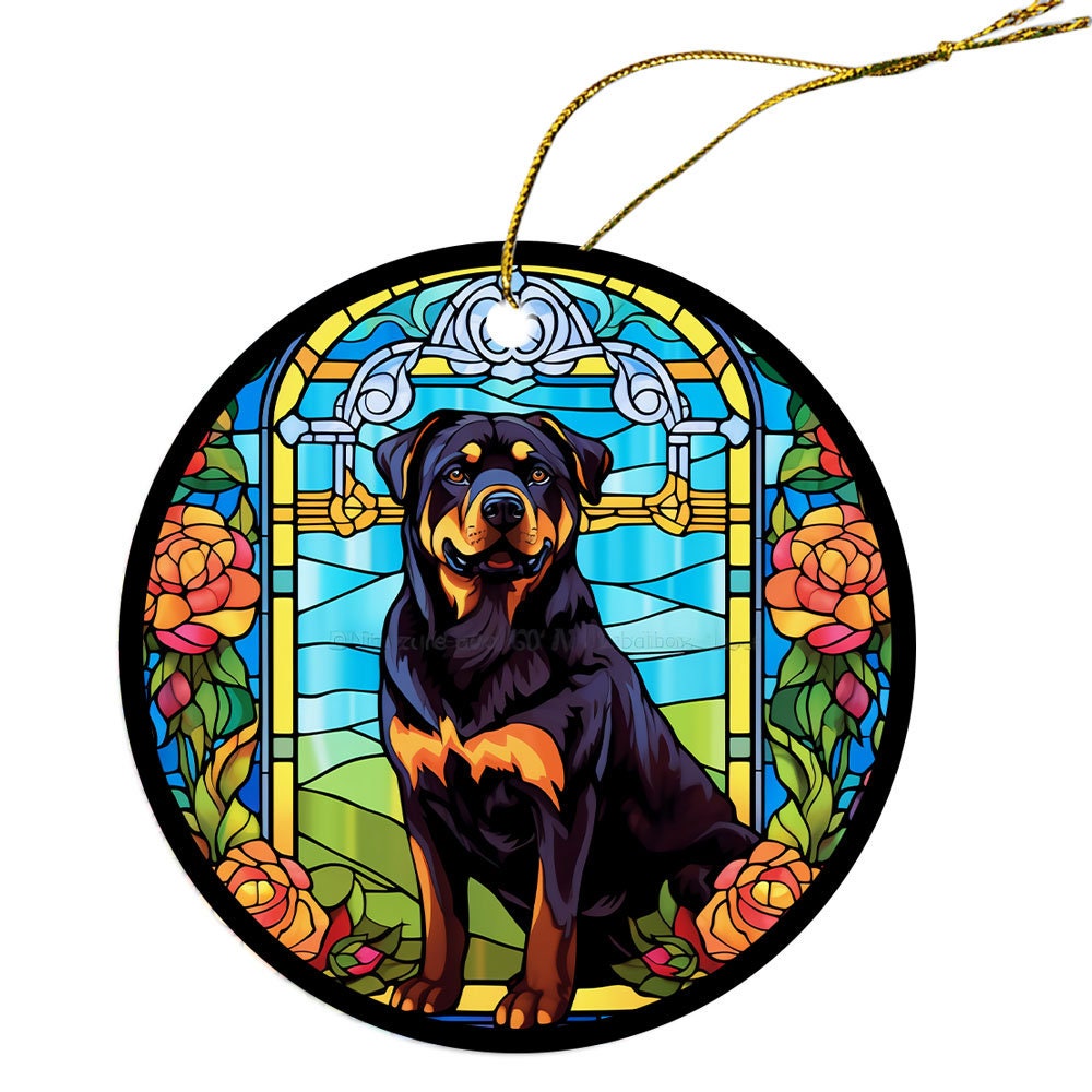 Dog Breed Christmas Ornament Stained Glass Style, 