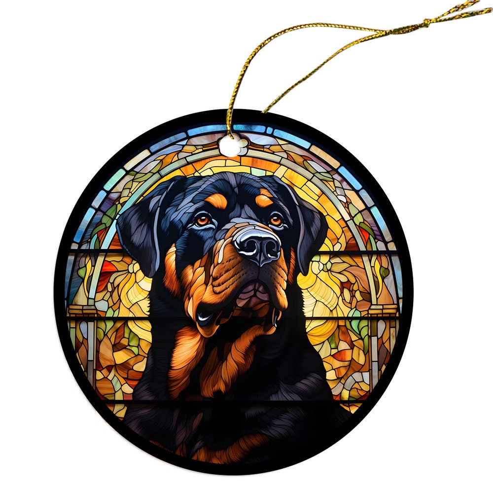 Dog Breed Christmas Ornament Stained Glass Style, 